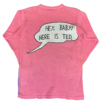 Pink Pop-Art Girl Cartoon 'Jim? or Bob?'  Oversize Pullover Knit Jumper UK 12/14