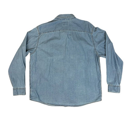 Vtg Wrangler Blue Denim Pearl Snap Western Yoked Cowboy Shirt XL 2XL