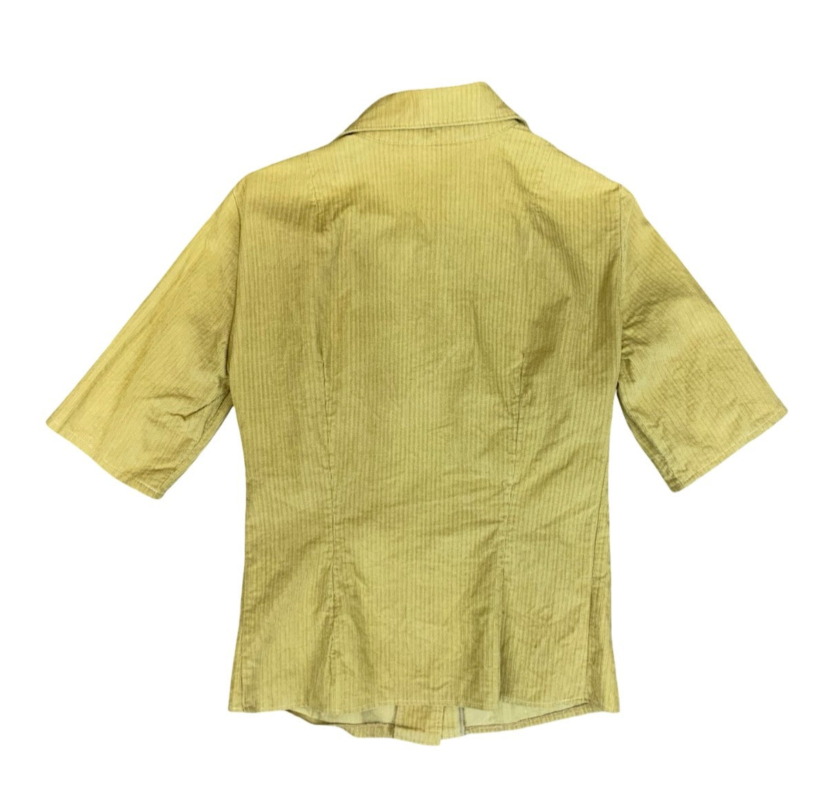 Vtg 70s Ladies Lee Riders Corduroy Short Sleeve Blouse Big Collars S/M UK 10/12