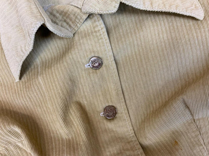 Vtg 70s Ladies Lee Riders Corduroy Short Sleeve Blouse Big Collars S/M UK 10/12