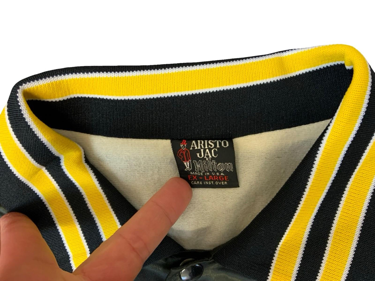 Vtg USA Hilton Black Griffith Institute Jazz Band Nylon Varsity Jacket 2XL