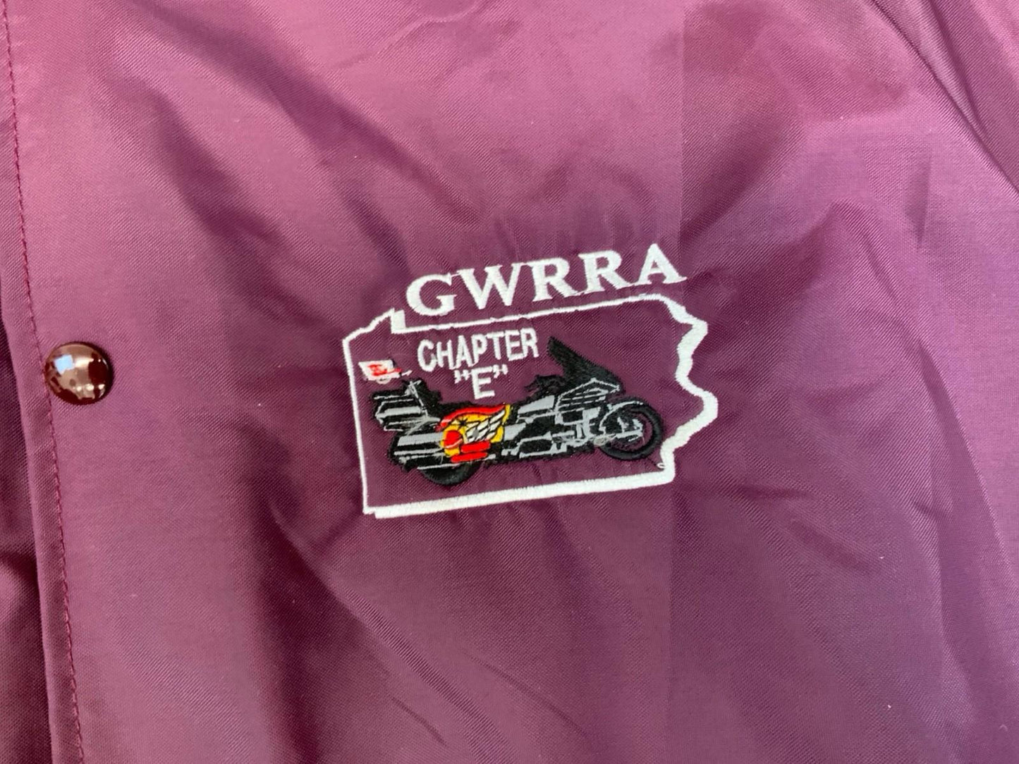 Vtg USA Burgundy Honda Goldwing Club GWRRA Chapter E Pennsylvania Jacket XL
