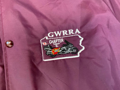 Vtg USA Burgundy Honda Goldwing Club GWRRA Chapter E Pennsylvania Jacket XL