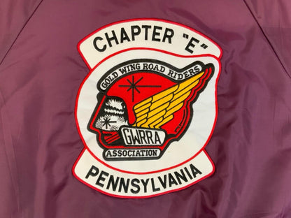 Vtg USA Burgundy Honda Goldwing Club GWRRA Chapter E Pennsylvania Jacket XL