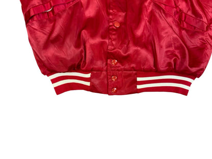 Vtg USA Red Windless Alum Bank Community Fire Co Judy Silky Varsity Jacket S