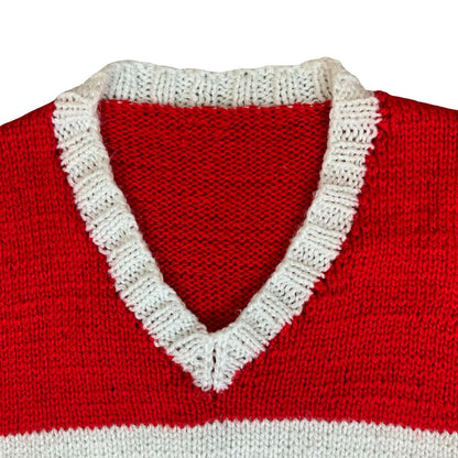 VTG Red White Blue Casual Pullover V-Neck Sleeveless Knit Sweater Vest M UK14