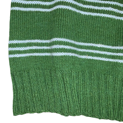 Vtg Green Blue Geometric Snowflake Striped Casual Pullover Sweater Vest S UK 10