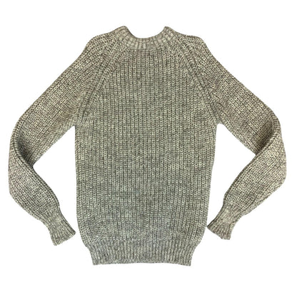 Vtg 'Homespun' Grey Thick-Knit Chunky Long Oversized New Wool Knit Jumper M/L