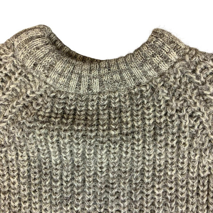 Vtg 'Homespun' Grey Thick-Knit Chunky Long Oversized New Wool Knit Jumper M/L
