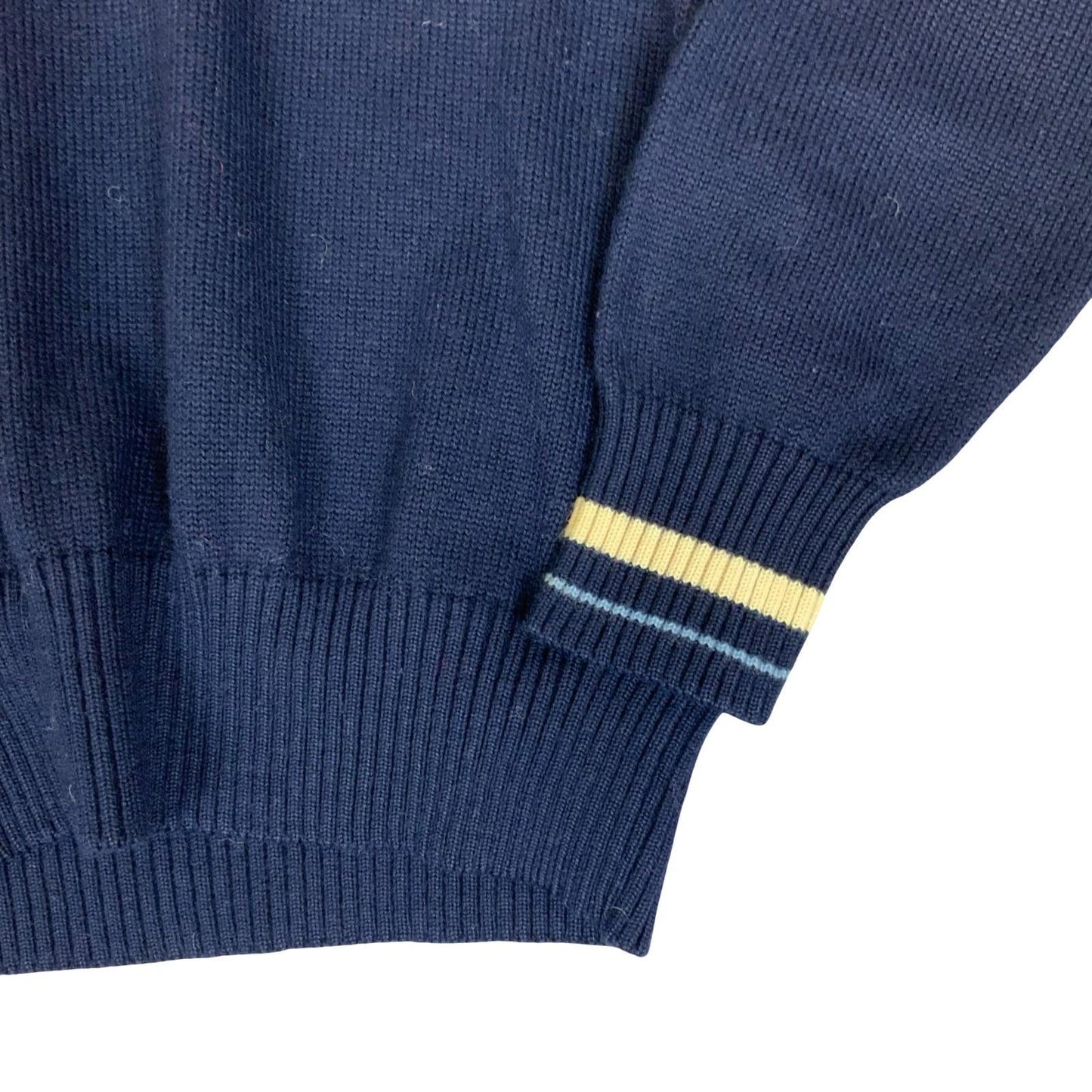 Vtg 1973 'Ellesse' Blue V-Neck Embroidered Logo Casual Knitted Sweat Jumper M/L