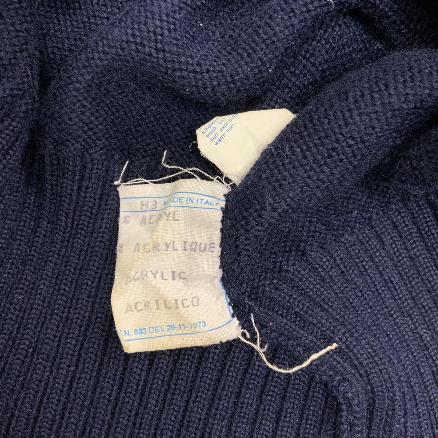 Vtg 1973 'Ellesse' Blue V-Neck Embroidered Logo Casual Knitted Sweat Jumper M/L