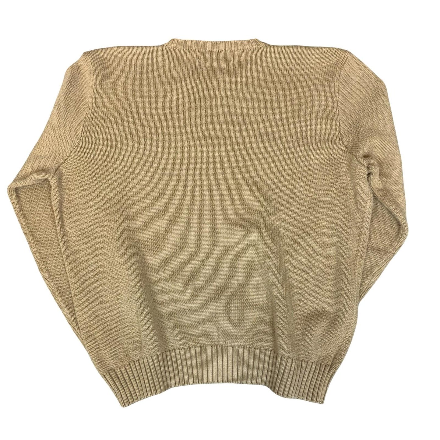 Vtg Polo Ralph Lauren Beige Brown Casual Logo Cotton Knitted Sweat Jumper L/XL