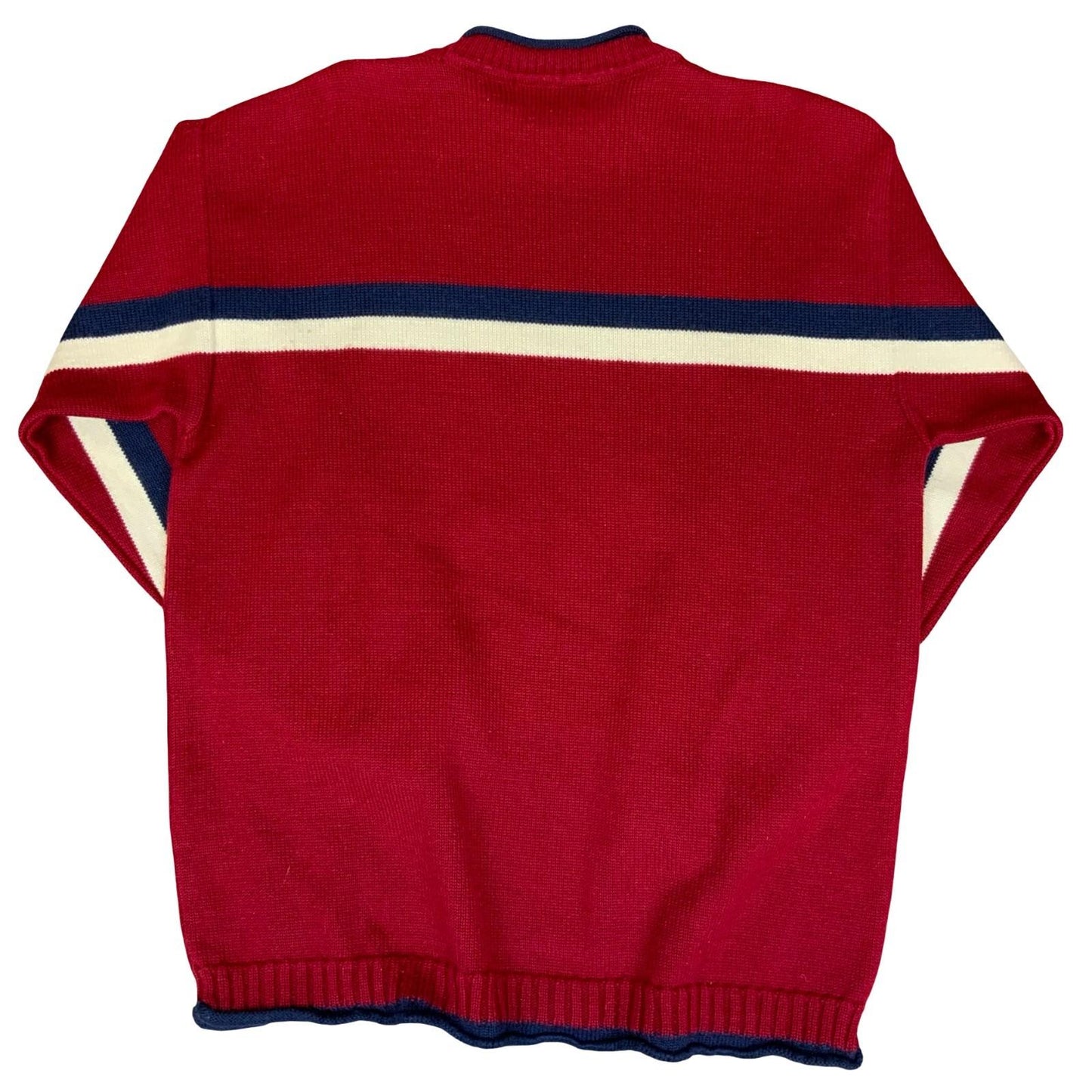 Vtg 90s 'Fila' Red Blue White Stripe Sport Casual Oversize Wool Sweat Jumper M/L