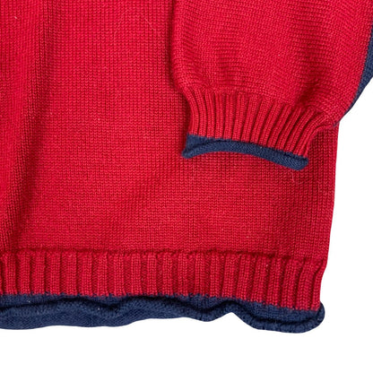 Vtg 90s 'Fila' Red Blue White Stripe Sport Casual Oversize Wool Sweat Jumper M/L