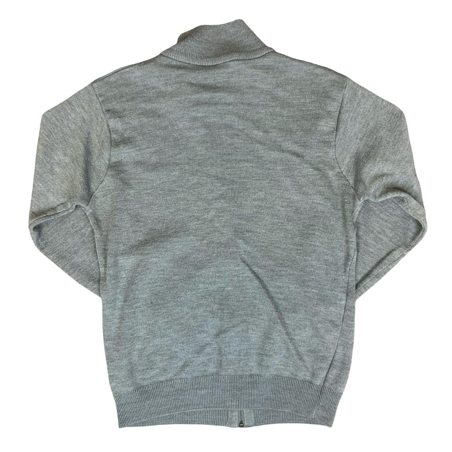 Vtg 90s 'Lacoste Sport' Grey Logo Casual Woolmark Knit Zip-Up Cardigan Sweater M