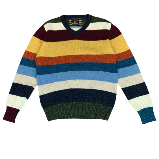 Vtg 90s 'Woolrich' Multicoloured Stripe Wool Knit Casual Pullover Sweater M/L
