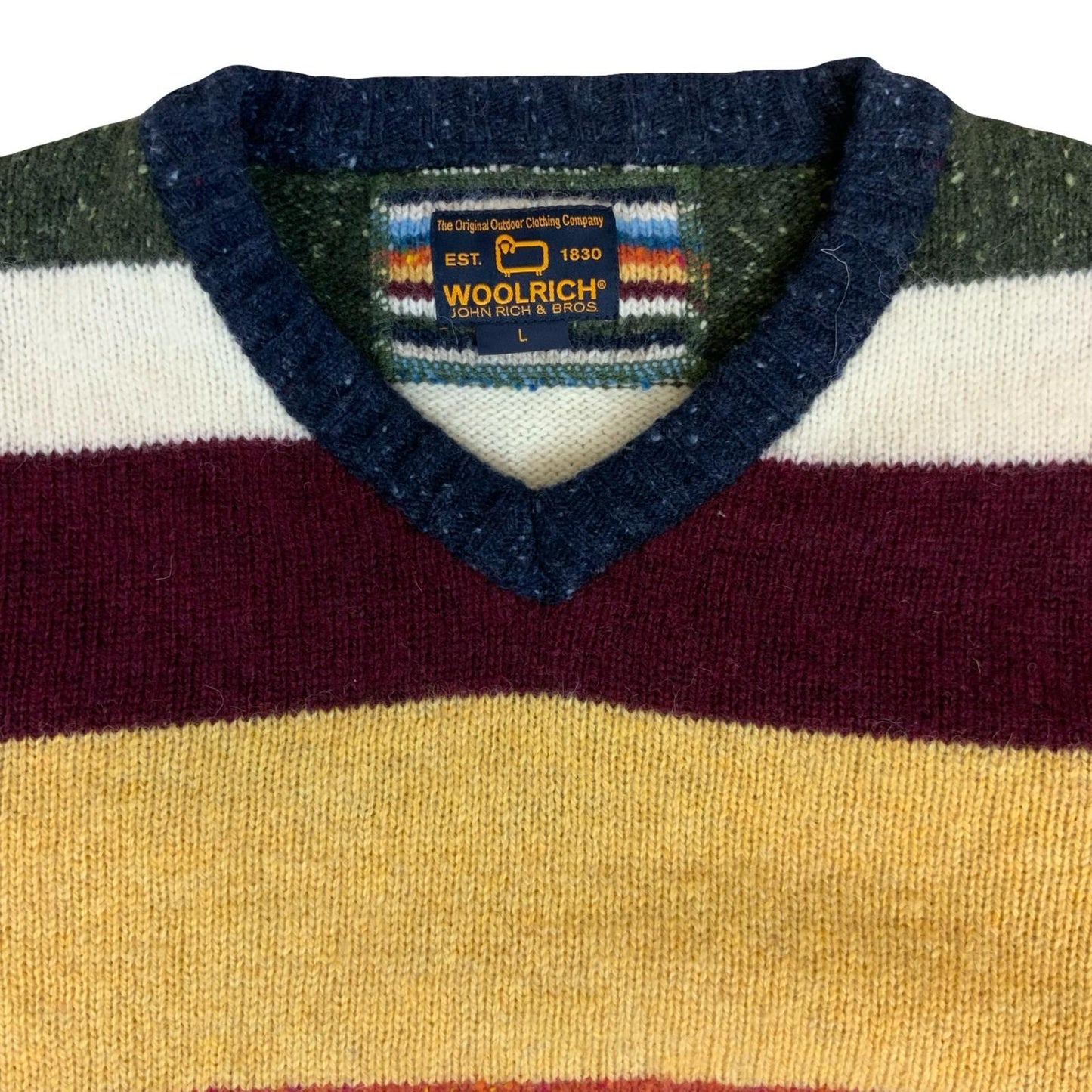 Vtg 90s 'Woolrich' Multicoloured Stripe Wool Knit Casual Pullover Sweater M/L