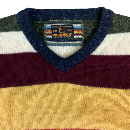 Vtg 90s 'Woolrich' Multicoloured Stripe Wool Knit Casual Pullover Sweater M/L