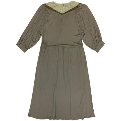 Vtg 80s 'Louis Feraud' Brown Bronze Faux Snake Luxurious Party Aline Dress UK 8