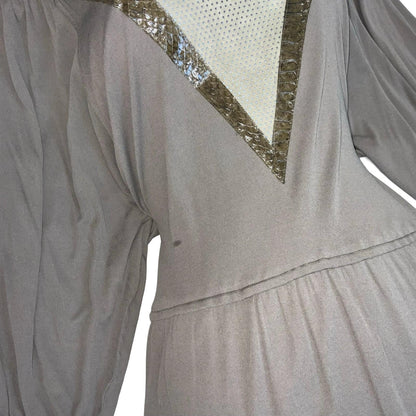 Vtg 80s 'Louis Feraud' Brown Bronze Faux Snake Luxurious Party Aline Dress UK 8