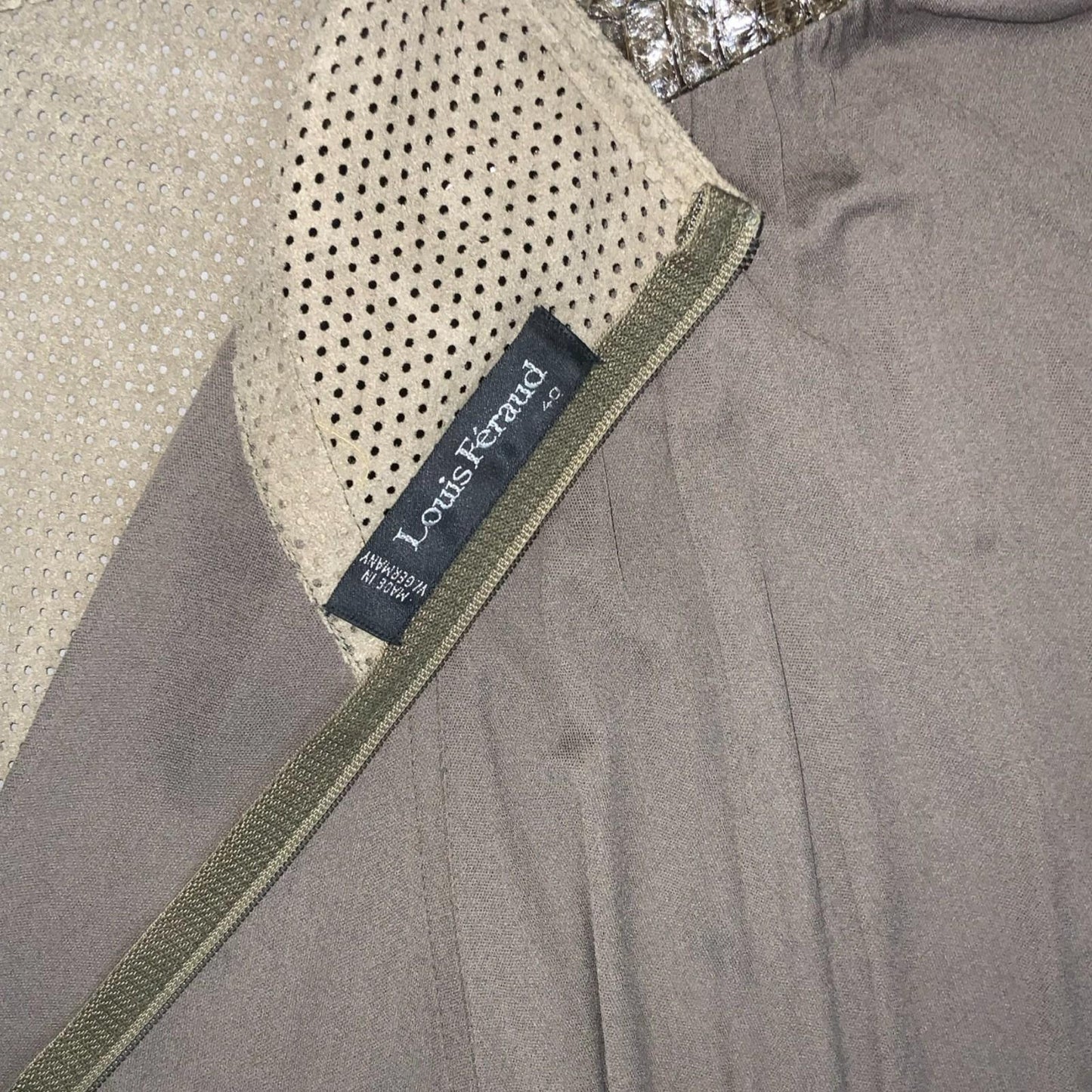 Vtg 80s 'Louis Feraud' Brown Bronze Faux Snake Luxurious Party Aline Dress UK 8