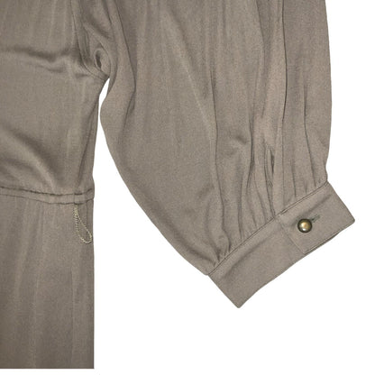 Vtg 80s 'Louis Feraud' Brown Bronze Faux Snake Luxurious Party Aline Dress UK 8