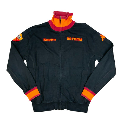 Vintage Rare 90s Kappa Retro AS Roma Black Orange Red Zip-Up Track Jacket XXL