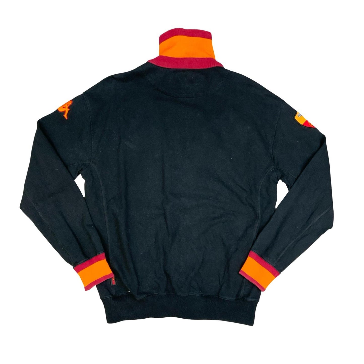 Vintage Rare 90s Kappa Retro AS Roma Black Orange Red Zip-Up Track Jacket XXL