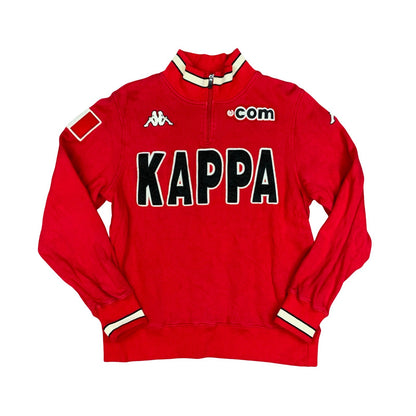 Vintage 90s Red Kappa Italy Track Crewneck 1/4 Zip Sweater Sweatshirt M/L