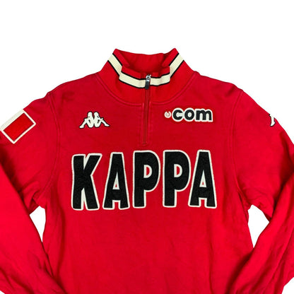 Vintage 90s Red Kappa Italy Track Crewneck 1/4 Zip Sweater Sweatshirt M/L