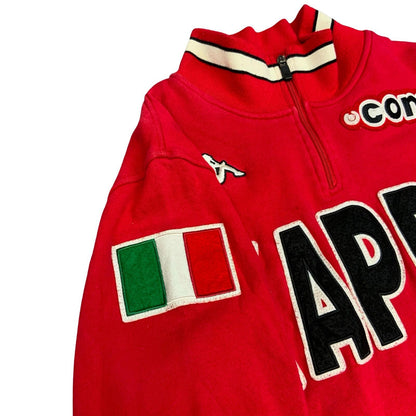 Vintage 90s Red Kappa Italy Track Crewneck 1/4 Zip Sweater Sweatshirt M/L
