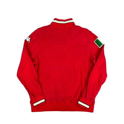 Vintage 90s Red Kappa Italy Track Crewneck 1/4 Zip Sweater Sweatshirt M/L