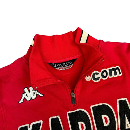 Vintage 90s Red Kappa Italy Track Crewneck 1/4 Zip Sweater Sweatshirt M/L