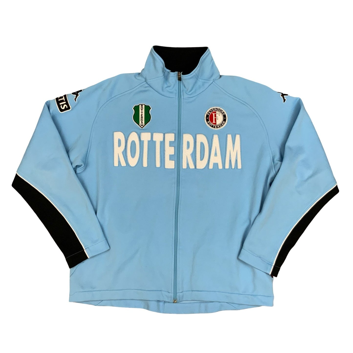 Vintage Rare 90s Kappa Feyenoord Rotterdam Light Blue Zip-Up Track Jacket XXL