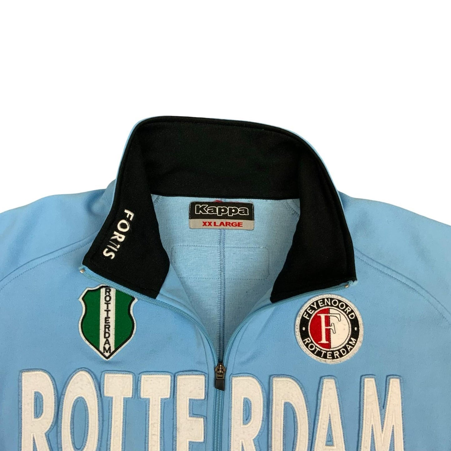 Vintage Rare 90s Kappa Feyenoord Rotterdam Light Blue Zip-Up Track Jacket XXL