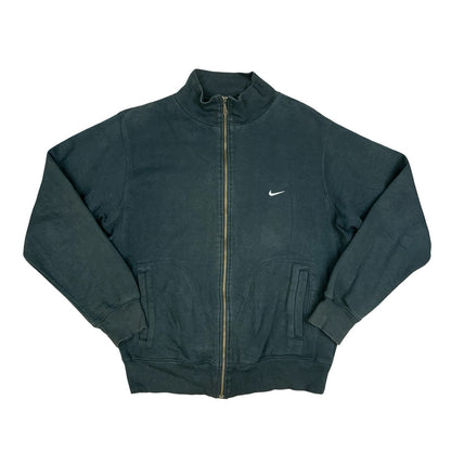 Vintage Y2K Silver Tag Black 'Nike' Full Zip-Up Sweatshirt Track Jacket Medium