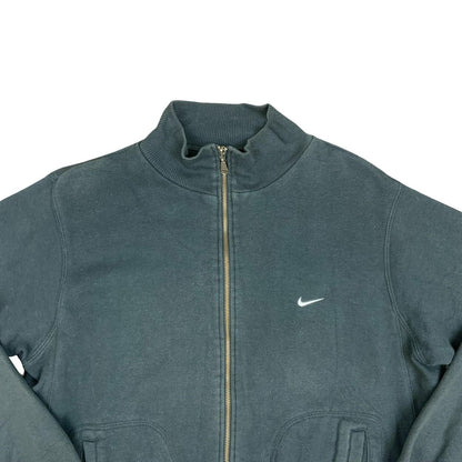 Vintage Y2K Silver Tag Black 'Nike' Full Zip-Up Sweatshirt Track Jacket Medium