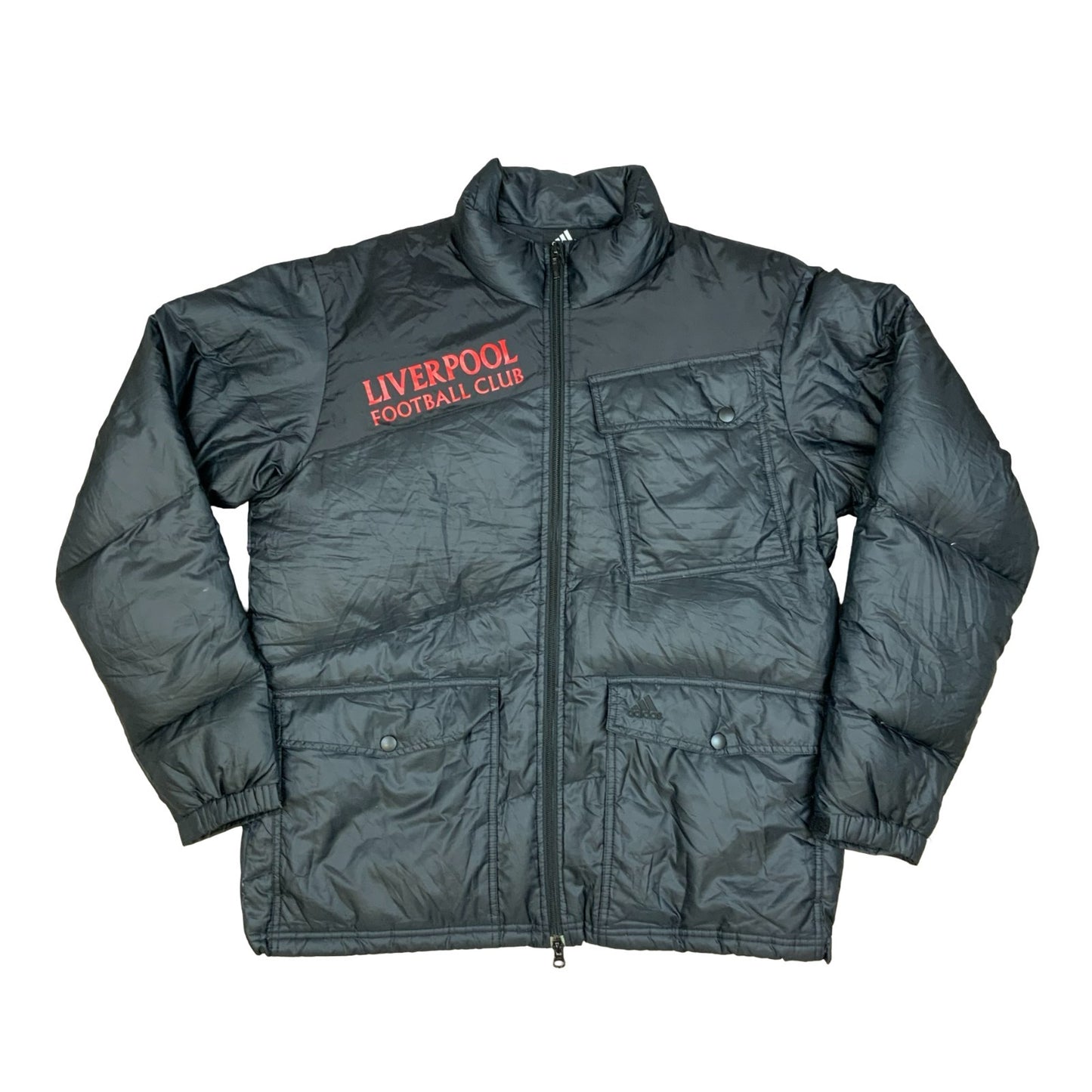 Y2K 2007 'Adidas' Black Liverpool Football Club Zip-Up Puffer Jacket Large