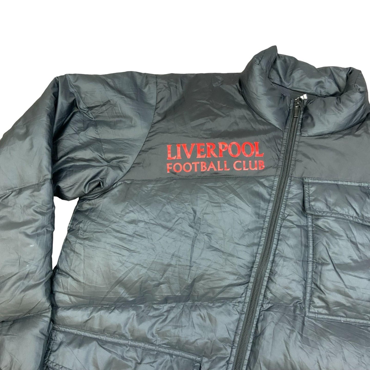 Y2K 2007 'Adidas' Black Liverpool Football Club Zip-Up Puffer Jacket Large