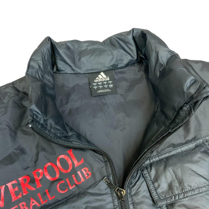 Y2K 2007 'Adidas' Black Liverpool Football Club Zip-Up Puffer Jacket Large