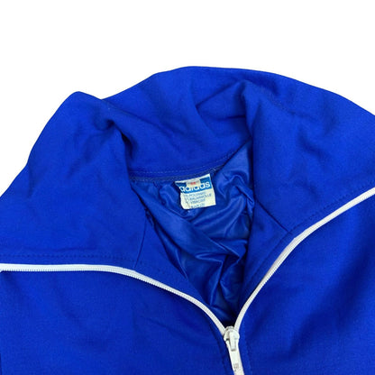 Vtg 60s 70s Adidas Originals Blue Trefoil Retro Womens Zip-Up Track Jacket UK 8