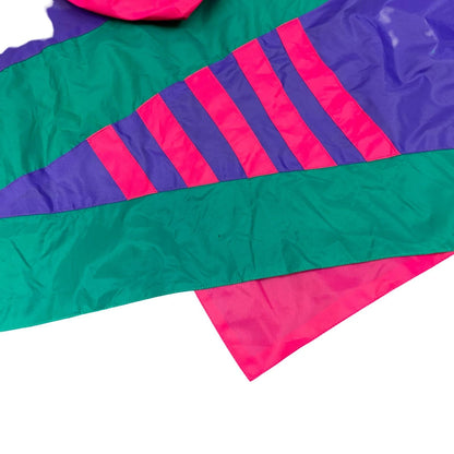 Vintage 90s Adidas Purple Green Pink Colour Block Full-Zip Up Windbreaker XXL