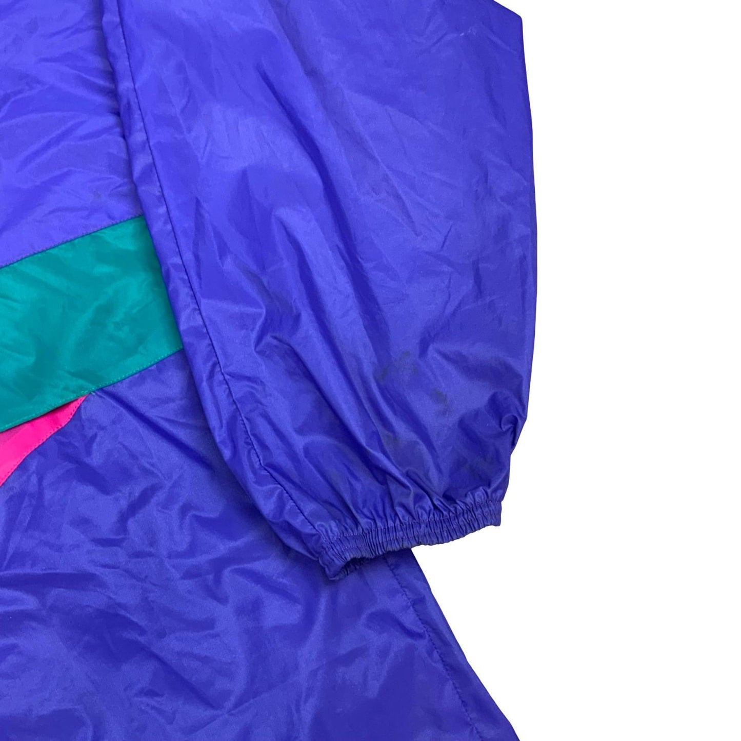 Vintage 90s Adidas Purple Green Pink Colour Block Full-Zip Up Windbreaker XXL