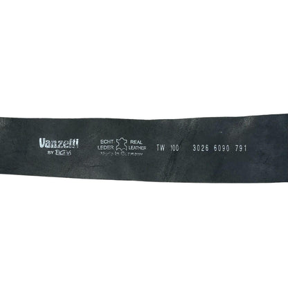 90s 'Vanzetti' by BGM Black Silver Circle Buckle Real Leather Belt Size XL