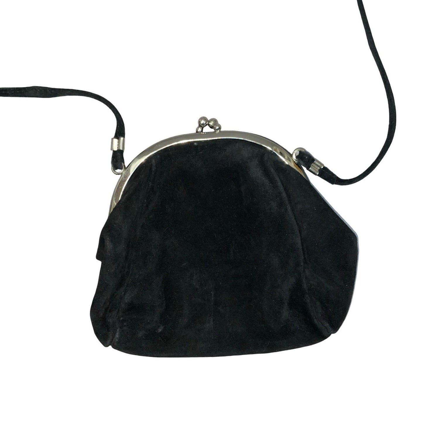 Vtg Bavarian W. German 'Teufel' Black Suede Crossbody Silver Ornate Handbag