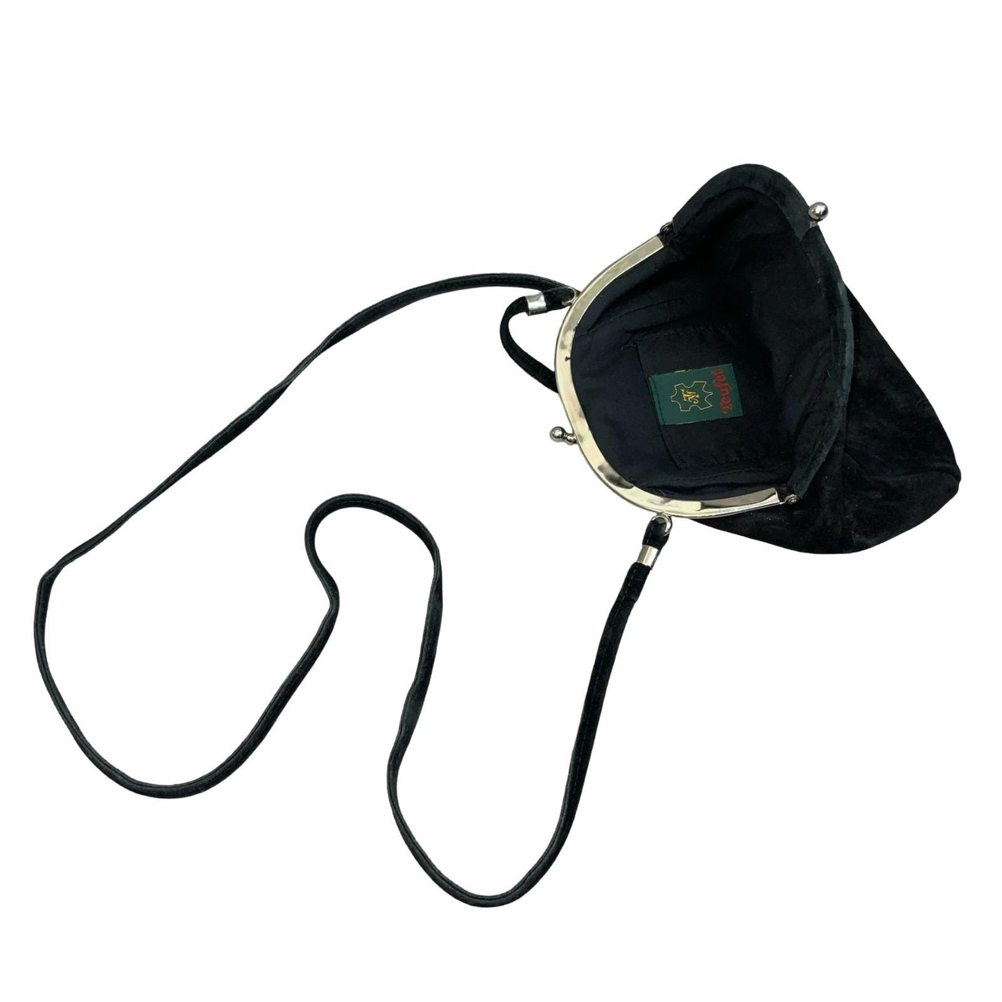 Vtg Bavarian W. German 'Teufel' Black Suede Crossbody Silver Ornate Handbag