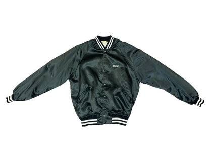 Vtg USA Black Mack Trucks Ohio Diesel Super Liner Trucker Silky Bomber Jacket L