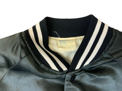 Vtg USA Black Mack Trucks Ohio Diesel Super Liner Trucker Silky Bomber Jacket L