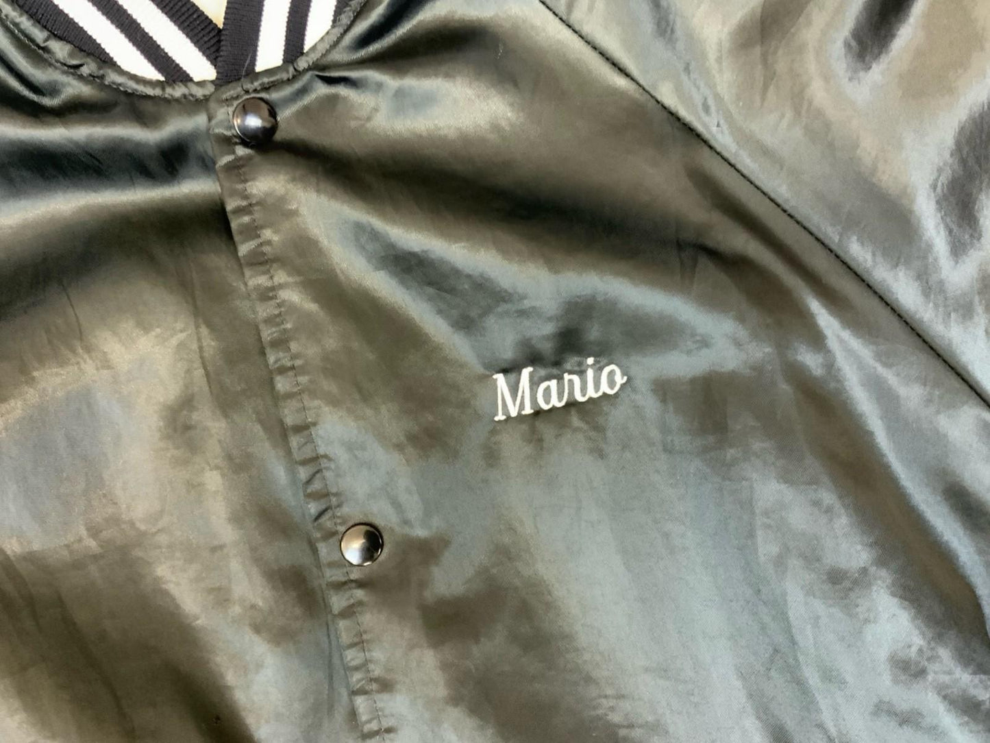 Vtg USA Black Mack Trucks Ohio Diesel Super Liner Trucker Silky Bomber Jacket L