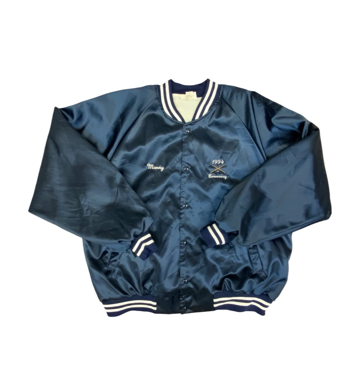 Vtg 1994 USA Modesto California Tavern League Pool Silky Nylon Bomber Jacket XXL